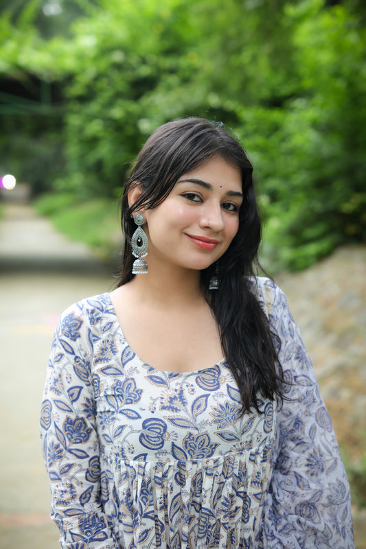 Mastani White Anarkali Set