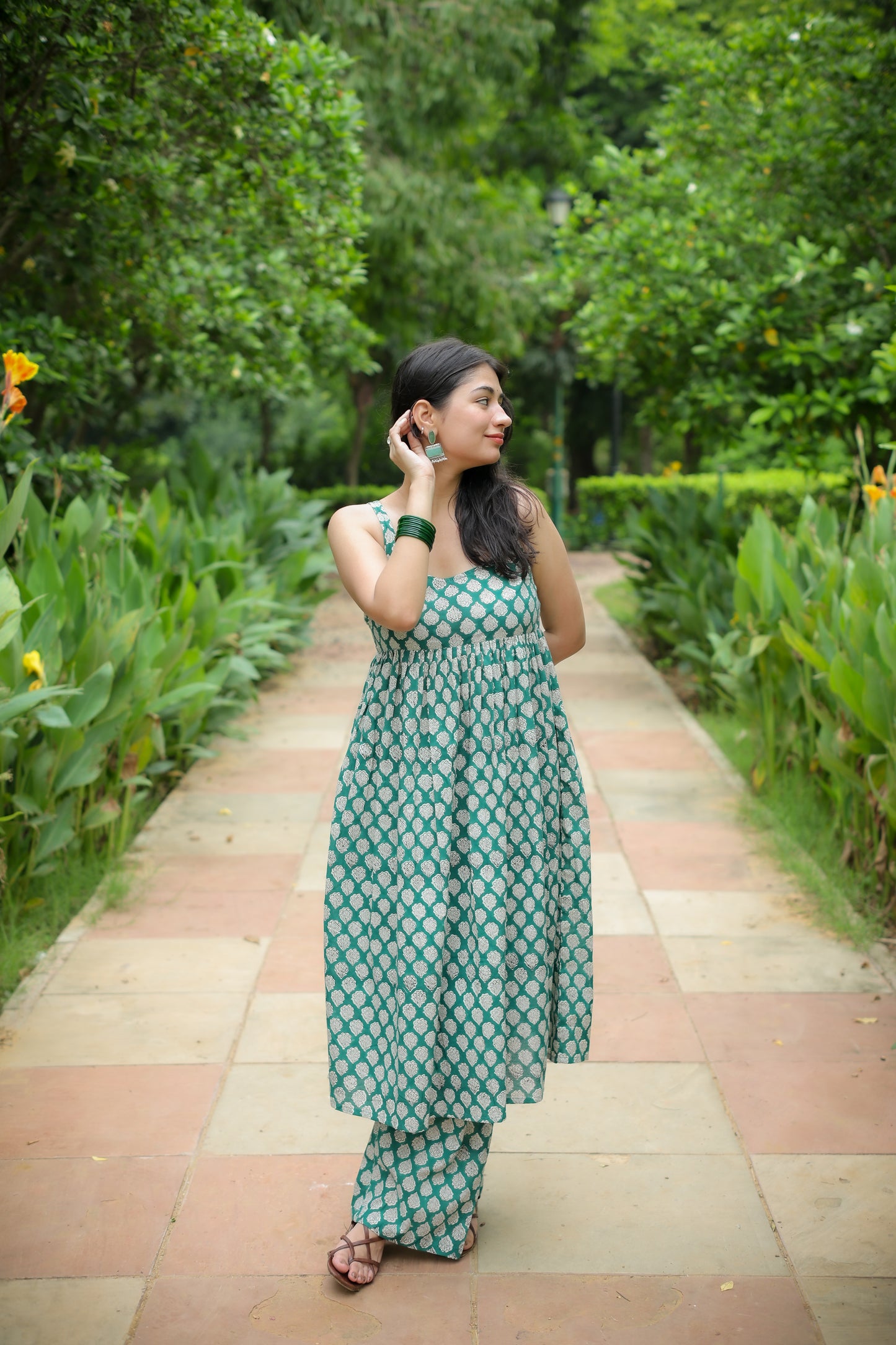 Emerald Green Two Piece Set Anarkali
