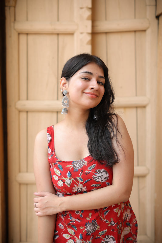 Short Kurti Red Sleeveless