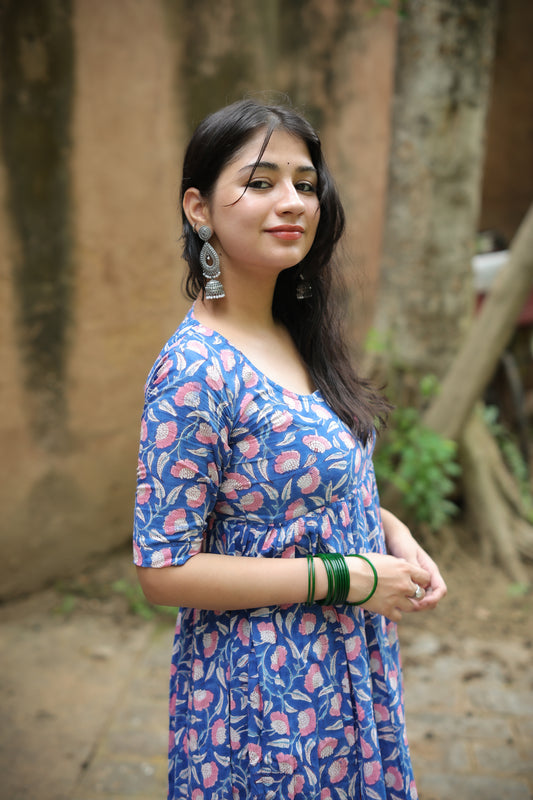 Kaaya Blue Anarkali Two Piece Set