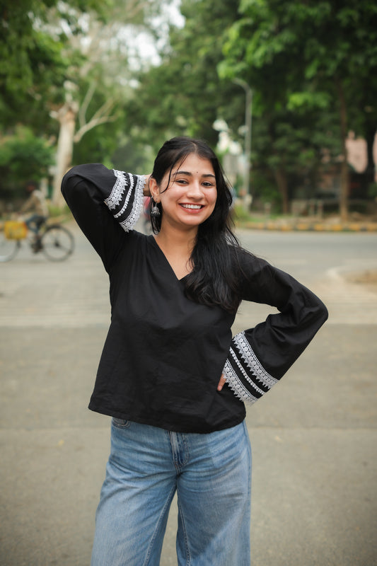 Black Plain Short Kurti