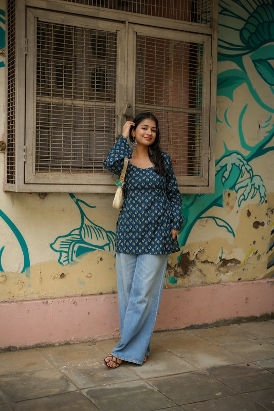Ruhi Handblock Short Kurti