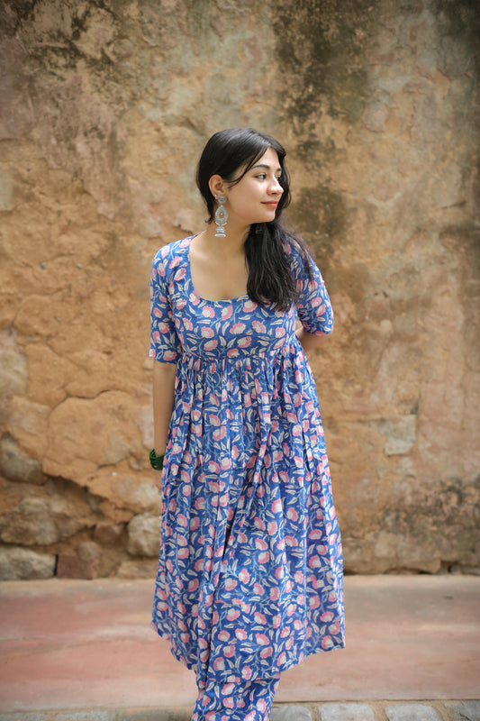 Kaaya Blue Anarkali Two Piece Set