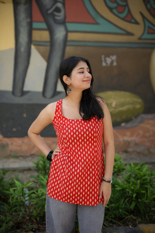 Laila Handblock Short Kurti
