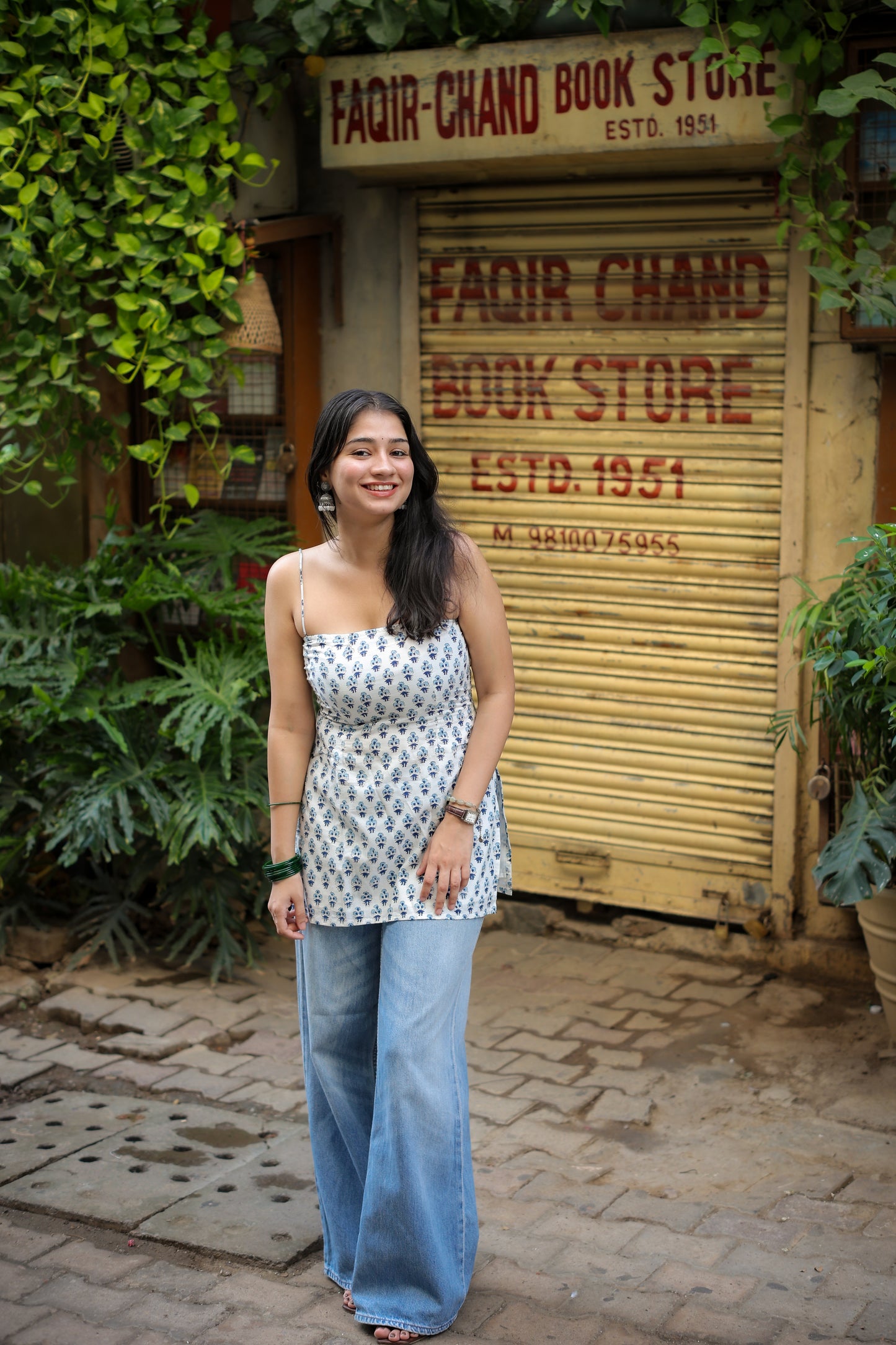 White Handblock Short Kurti